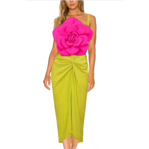 Neiman Marcus Other - Glam Runway Evening Cocktail Flower Swimsuit Bikini Bodysuit Top Cover Dress New